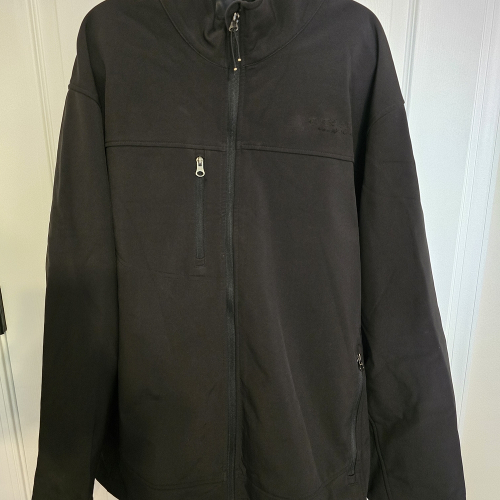 Men's Classic Black Raincoat with Zippered Front Heavy Size 2x
